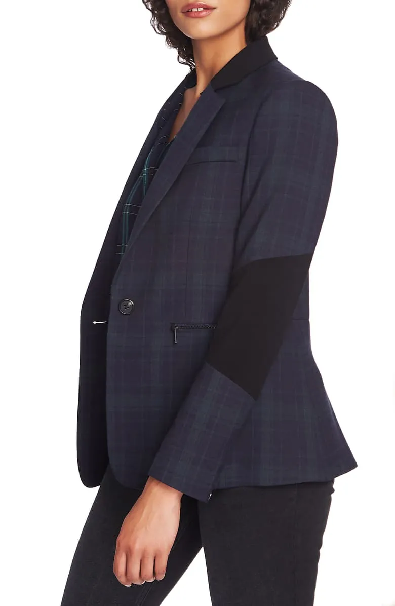 1. State Wild One Contrast Panel Plaid Blazer