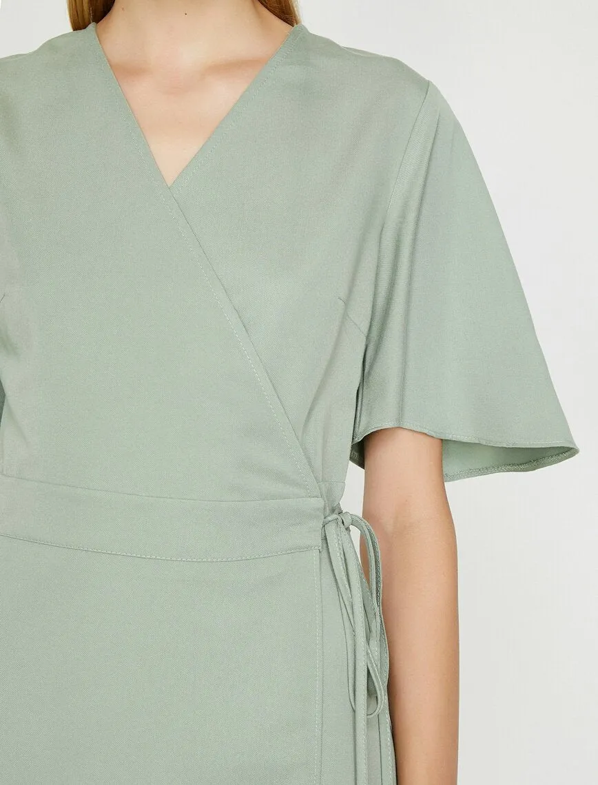 15016 Mint Green Wrap Dress