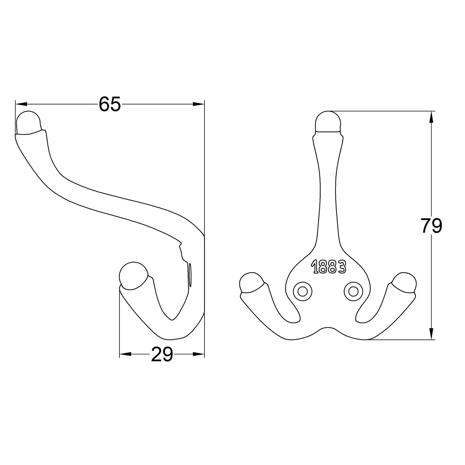 1883 Triple Coat Hook