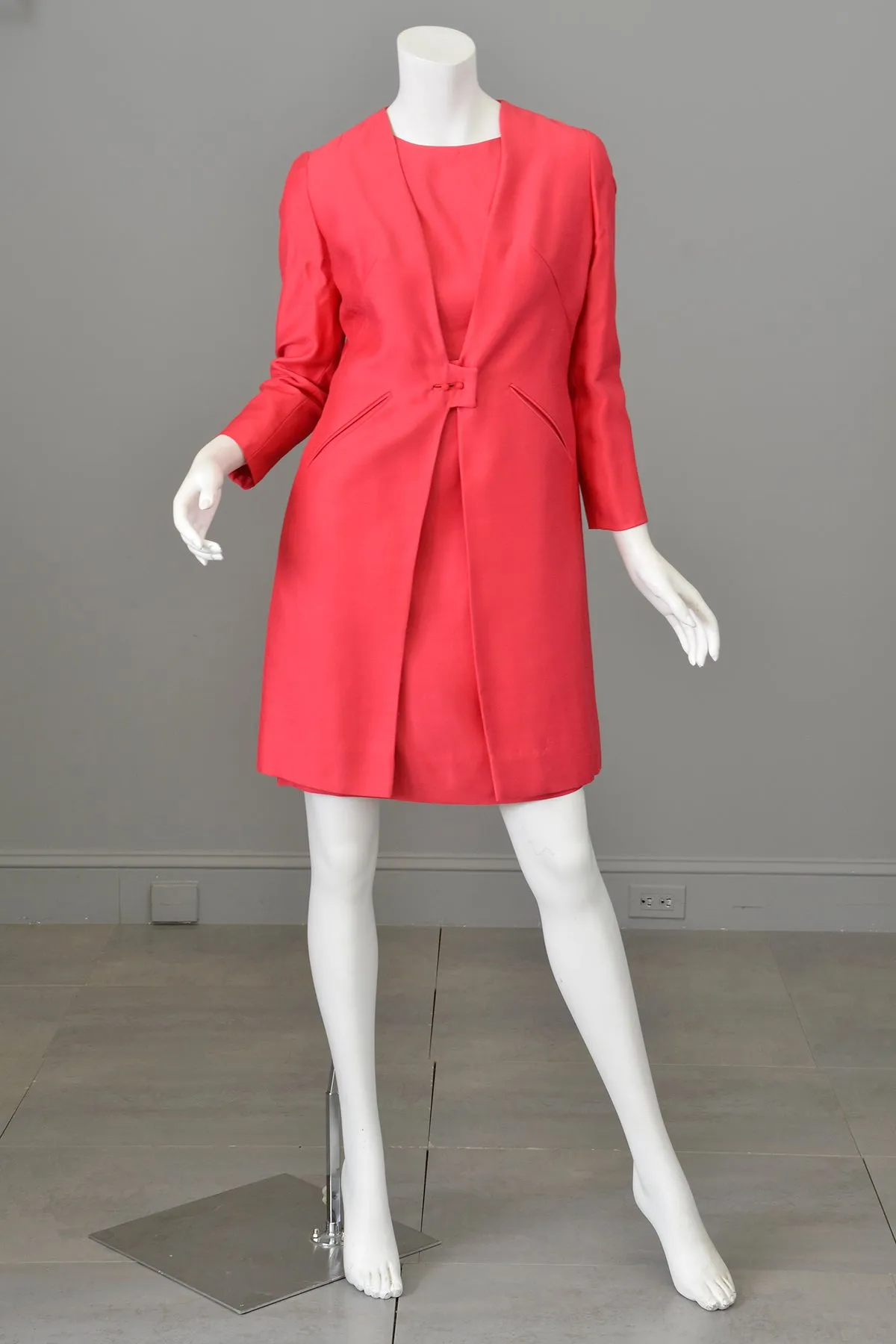 1960s Hot Pink Mini Shift Dress w Matching Coat | Mrs. Maisel Dress and Coat