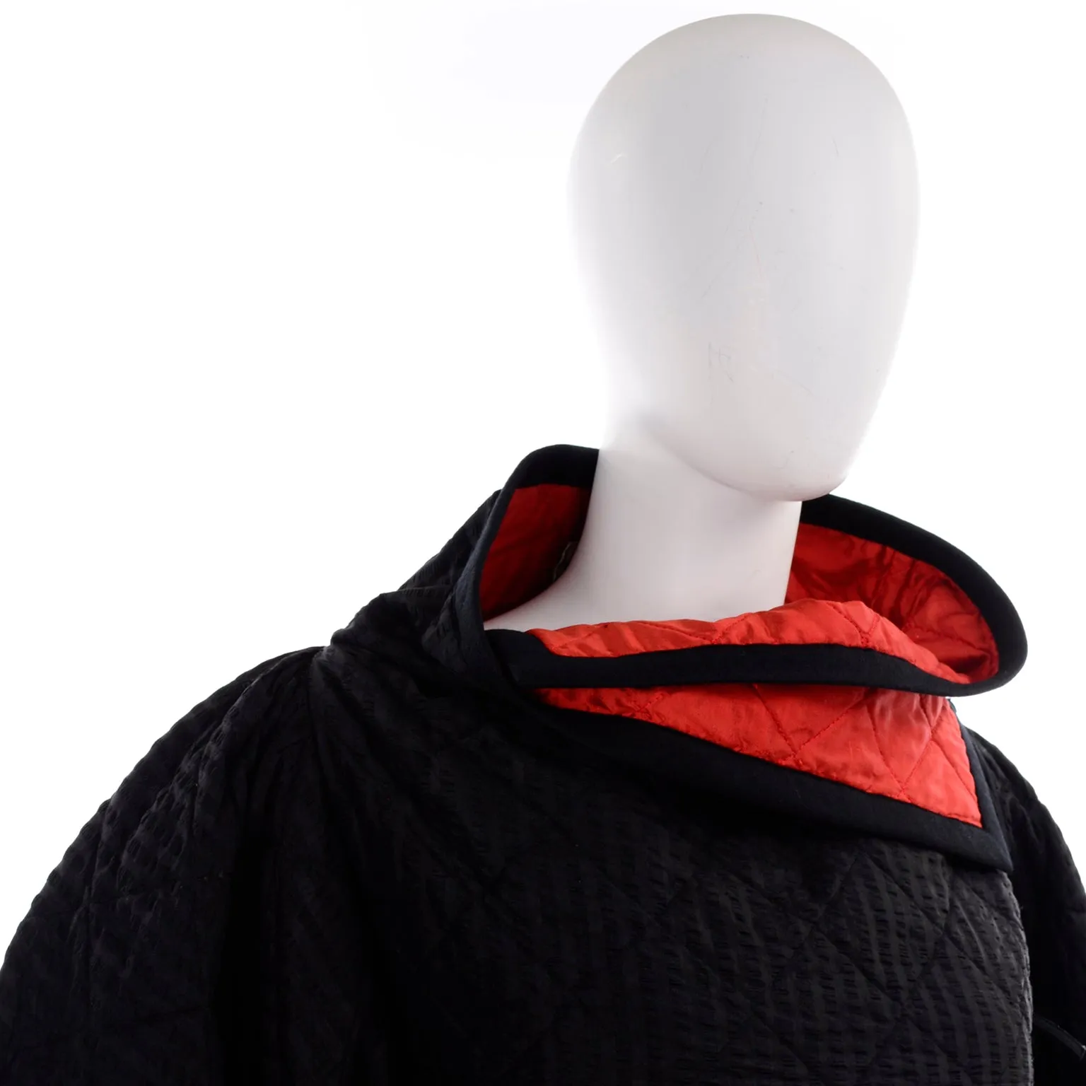 1978 Vintage Lanvin Black and Red Quilted Jacket W Statement Sleeves