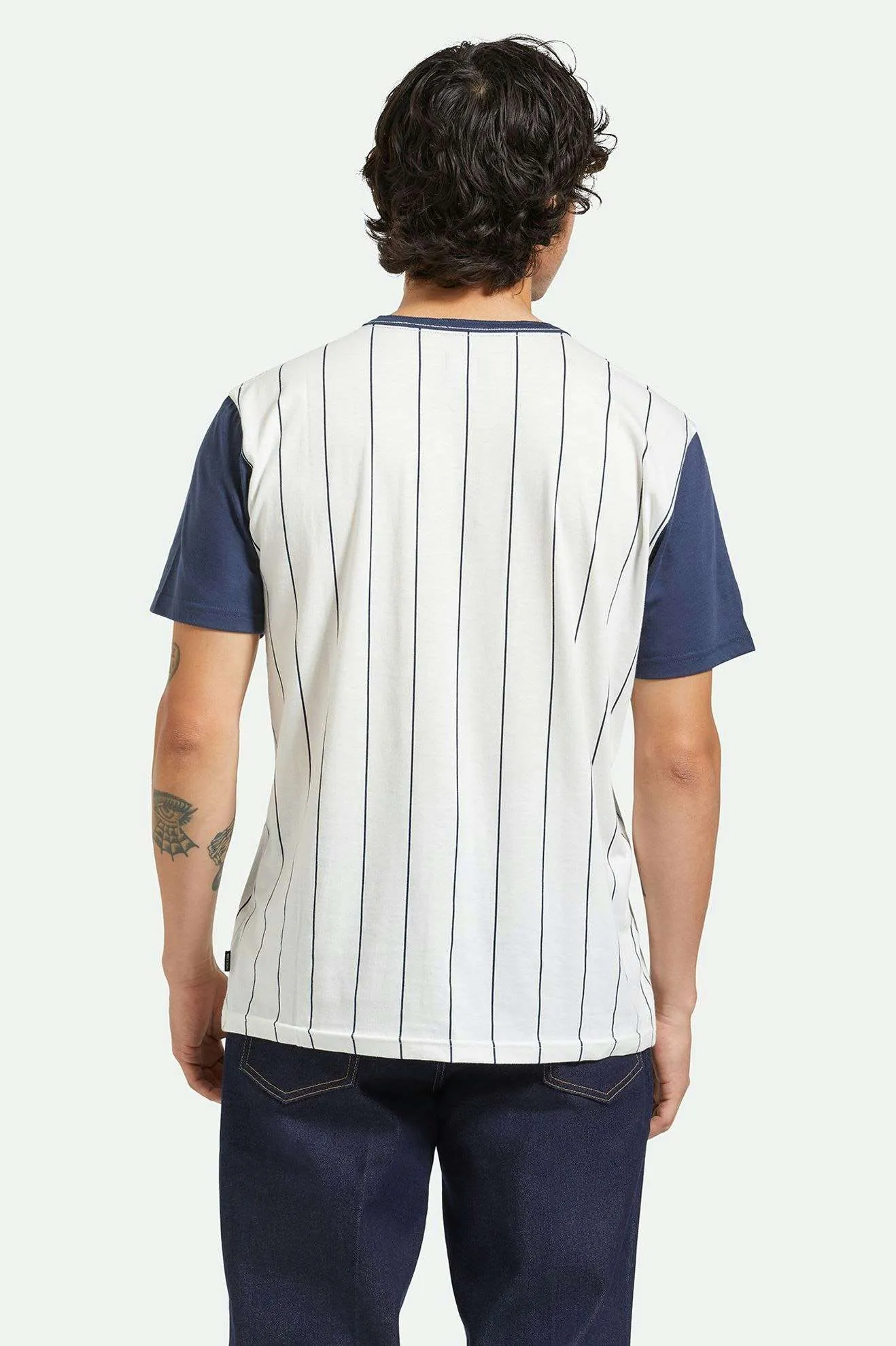 20th Anniversary Detroit Henley Pocket T-Shirt - Off White/Washed Navy