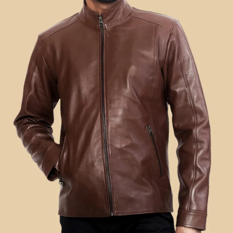 90 Feet Shukran Lightweight Premium Leather Zipped Jacket