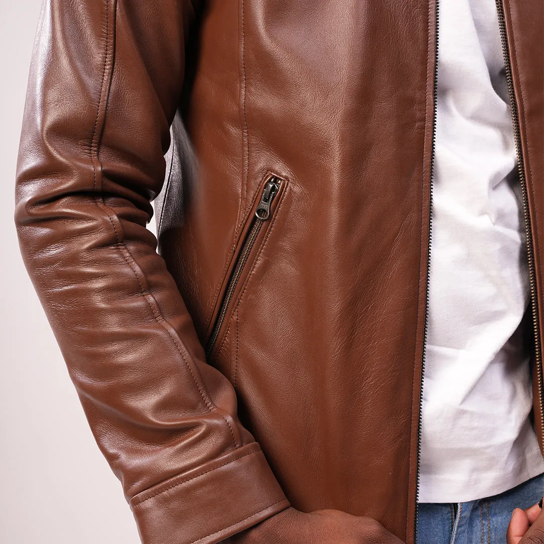 90 Feet Shukran Lightweight Premium Leather Zipped Jacket