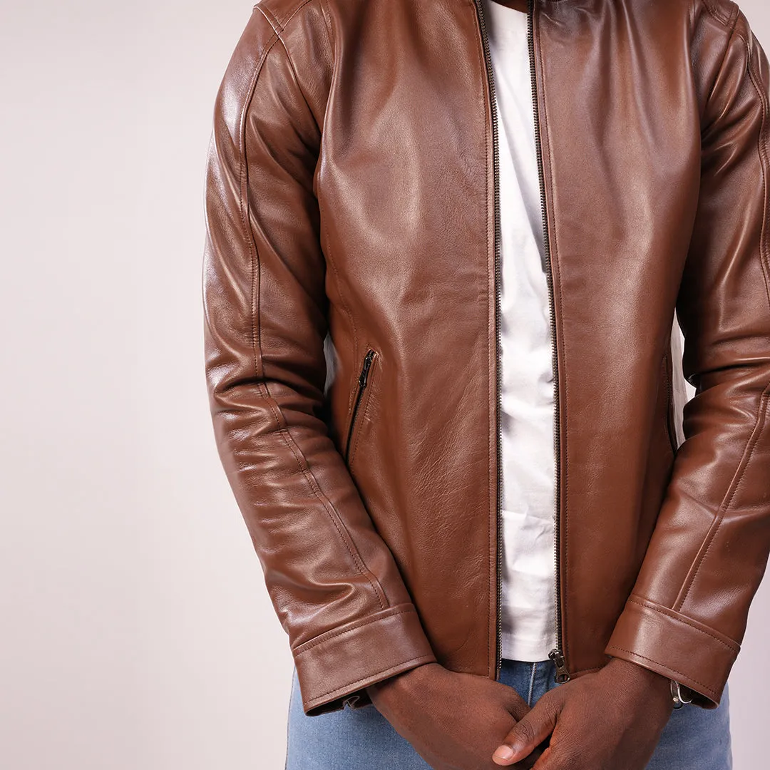 90 Feet Shukran Lightweight Premium Leather Zipped Jacket