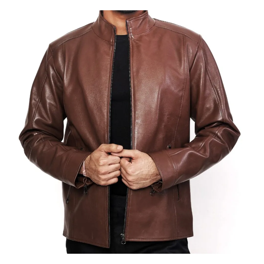 90 Feet Shukran Lightweight Premium Leather Zipped Jacket