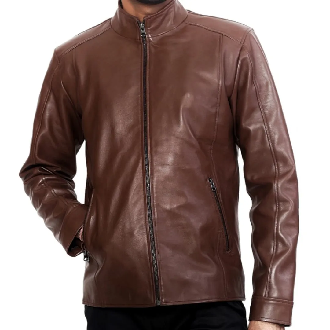 90 Feet Shukran Lightweight Premium Leather Zipped Jacket