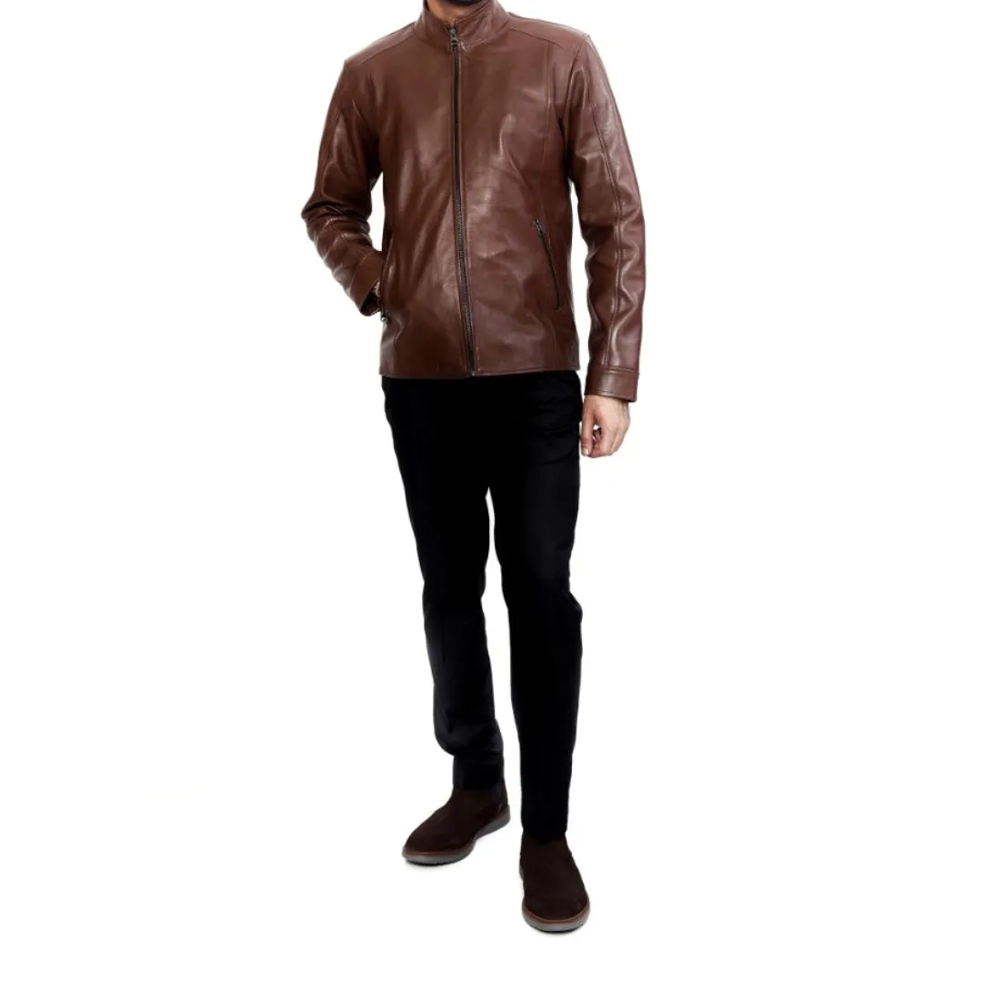 90 Feet Shukran Lightweight Premium Leather Zipped Jacket