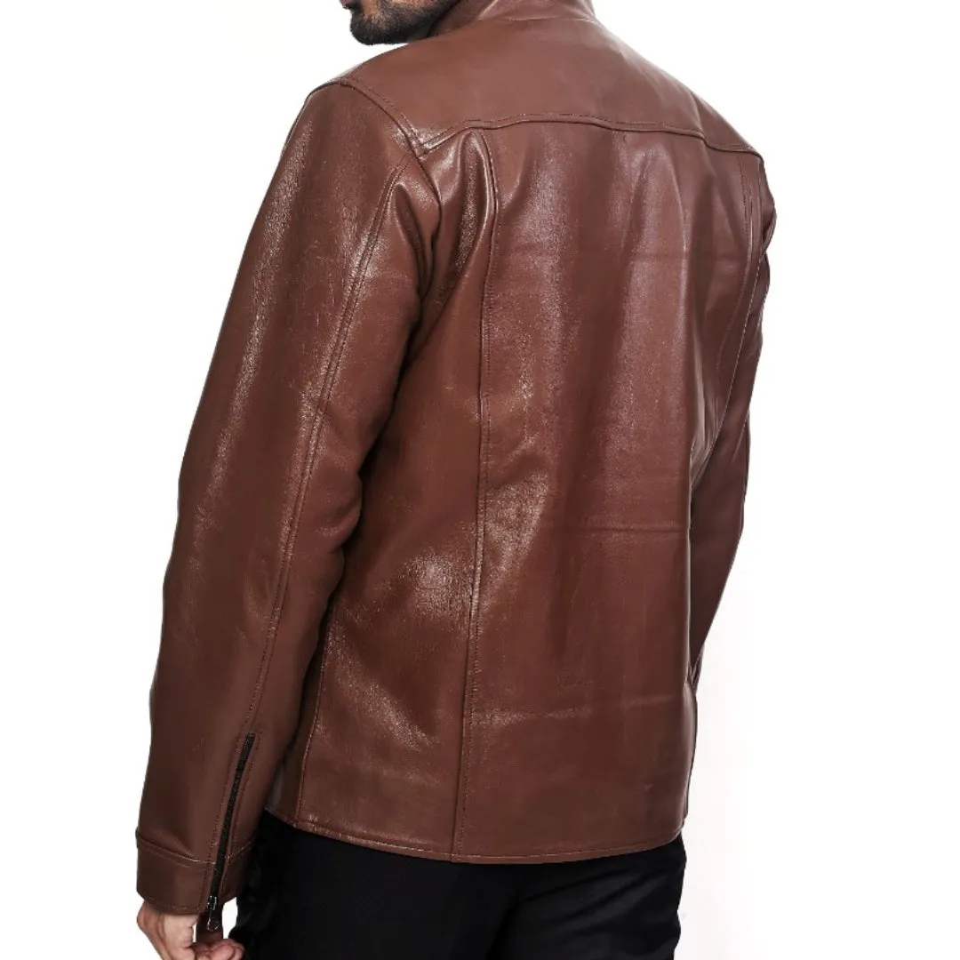 90 Feet Shukran Lightweight Premium Leather Zipped Jacket