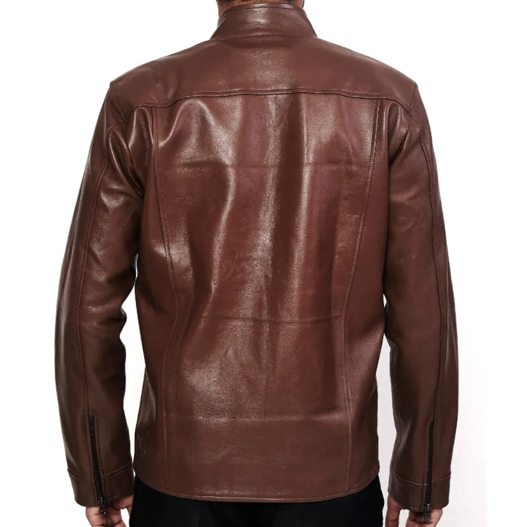 90 Feet Shukran Lightweight Premium Leather Zipped Jacket