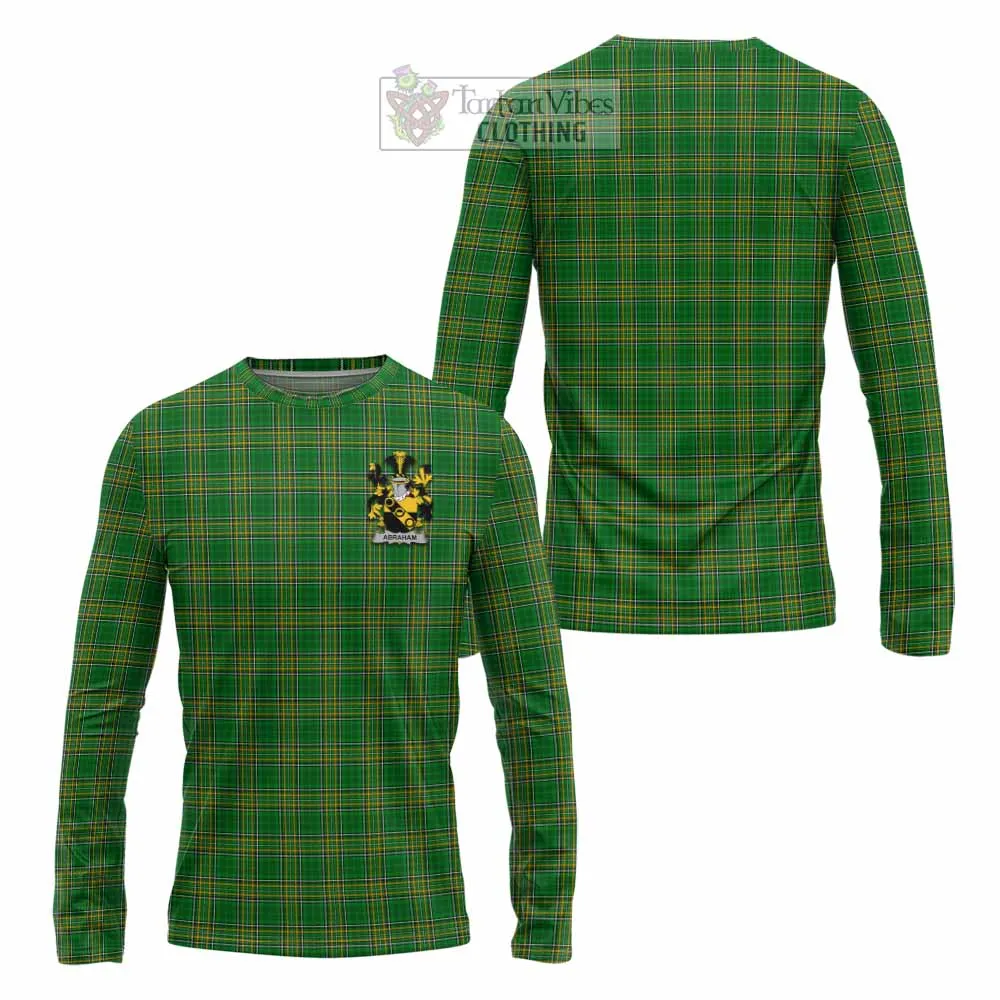 Abraham Irish Clan Tartan Long Sleeve T-Shirt with Coat of Arms