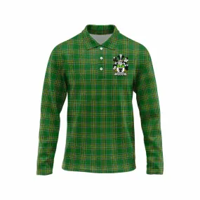 Acheson Irish Clan Tartan Long Sleeve Polo Shirt with Coat of Arms