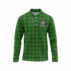 Acotes Irish Clan Tartan Long Sleeve Polo Shirt with Coat of Arms