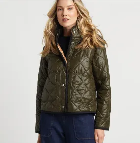 Adroit Shelby Short Quilted Hooded Jacket Army Green