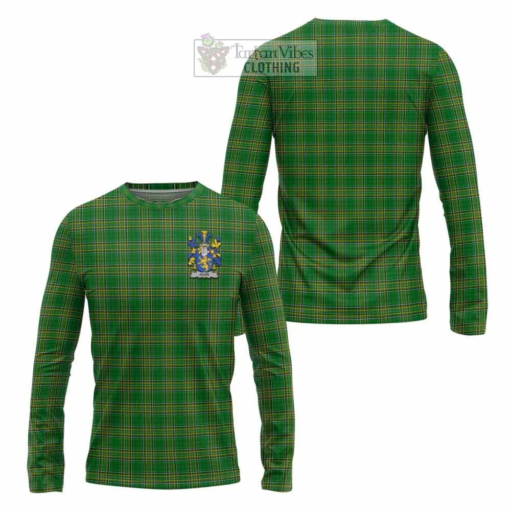 Agar Irish Clan Tartan Long Sleeve T-Shirt with Coat of Arms