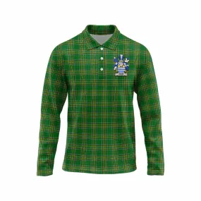 Aiken Irish Clan Tartan Long Sleeve Polo Shirt with Coat of Arms