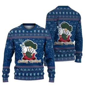 Aiton Clan Christmas Family Ugly Sweater with Funny Gnome Playing Bagpipes