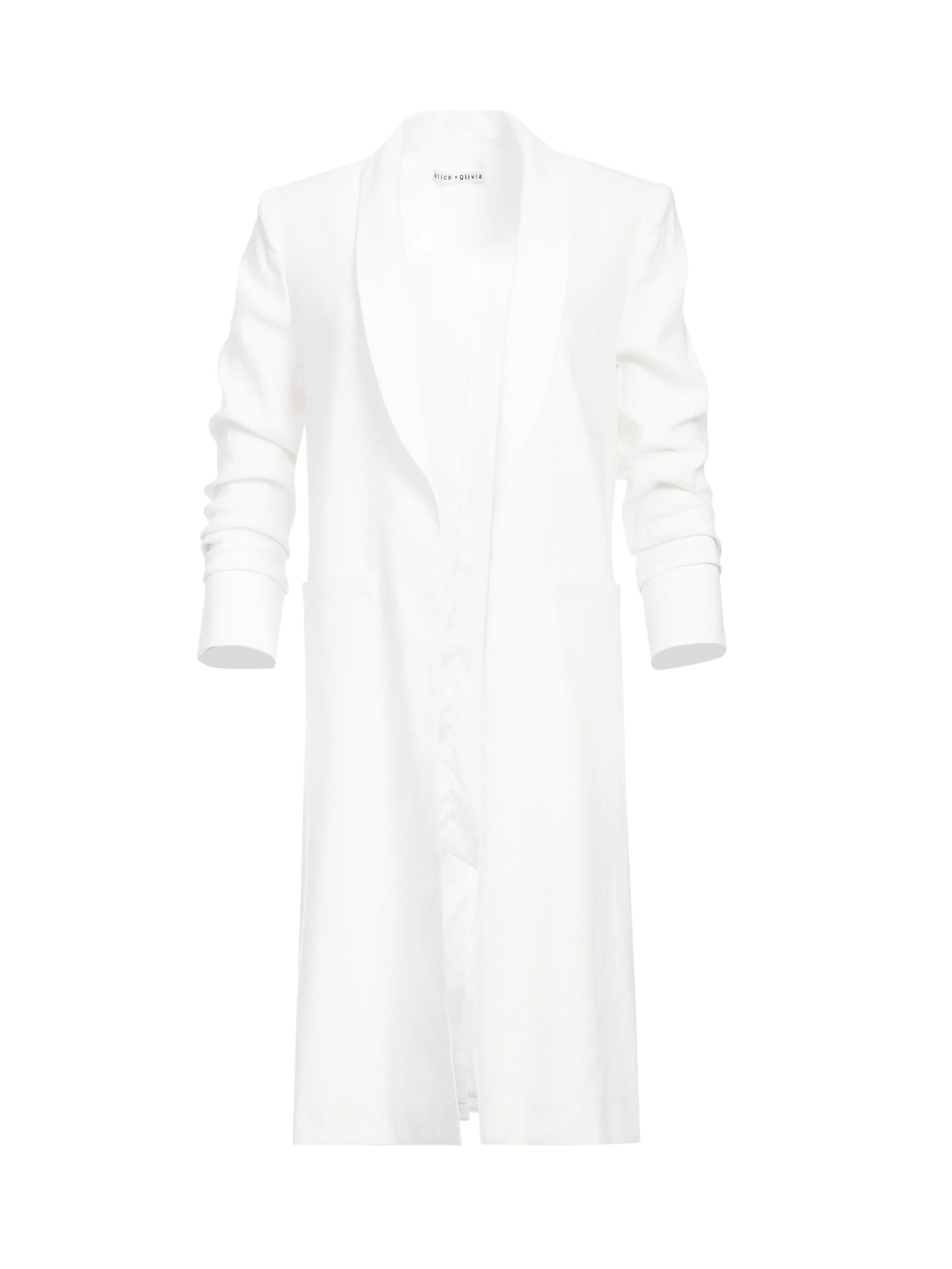 ALICE   OLIVIA - Muriel Scrunched Slit Sleeve Coat in Off White