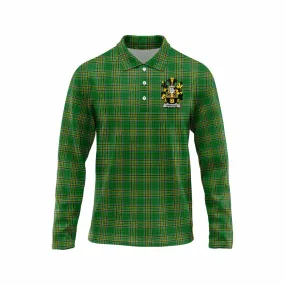 Ambrose Irish Clan Tartan Long Sleeve Polo Shirt with Coat of Arms