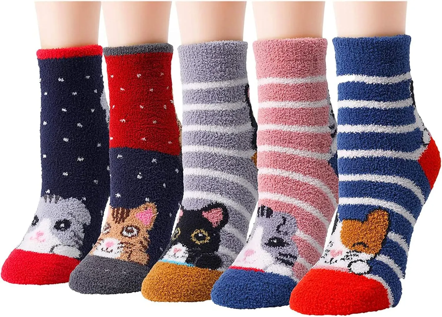 Animal Paws Socks for Women and Girls  Striped