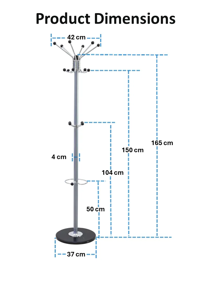 Arfan Metal Coat Rack Stand with Natural Marble Base, Free Standing Hall Tree with 15 Hooks for Hanging Scarf, Bag, Jacket, Home Entry-way Hat Hanger Organizer 8009 (Grey)