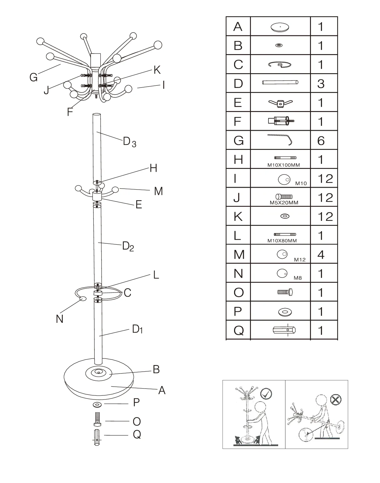 Arfan Metal Coat Rack Stand with Natural Marble Base, Free Standing Hall Tree with 15 Hooks for Hanging Scarf, Bag, Jacket, Home Entry-way Hat Hanger Organizer 8009 (Grey)