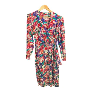 Argenti Silk Multi-Coloured Floral Long Sleeved Dress UK Size 6