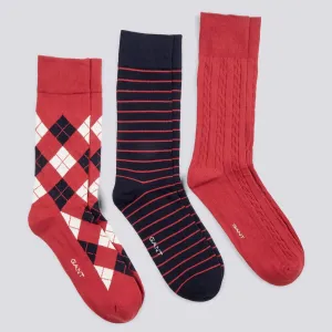 Argyle Socks - 3 Pack - Autum Sunset/Evening Blue