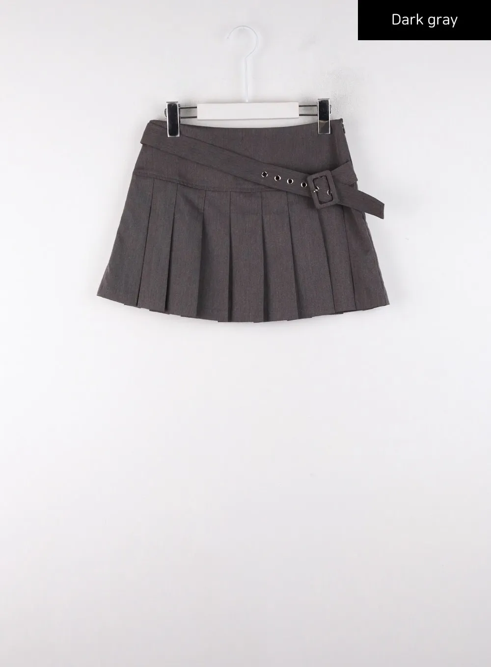 Asymmetrical Belt Pleated Mini Skirt CD308