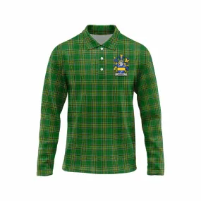 Baker Irish Clan Tartan Long Sleeve Polo Shirt with Coat of Arms