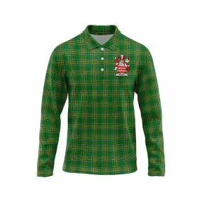 Barry Irish Clan Tartan Long Sleeve Polo Shirt with Coat of Arms