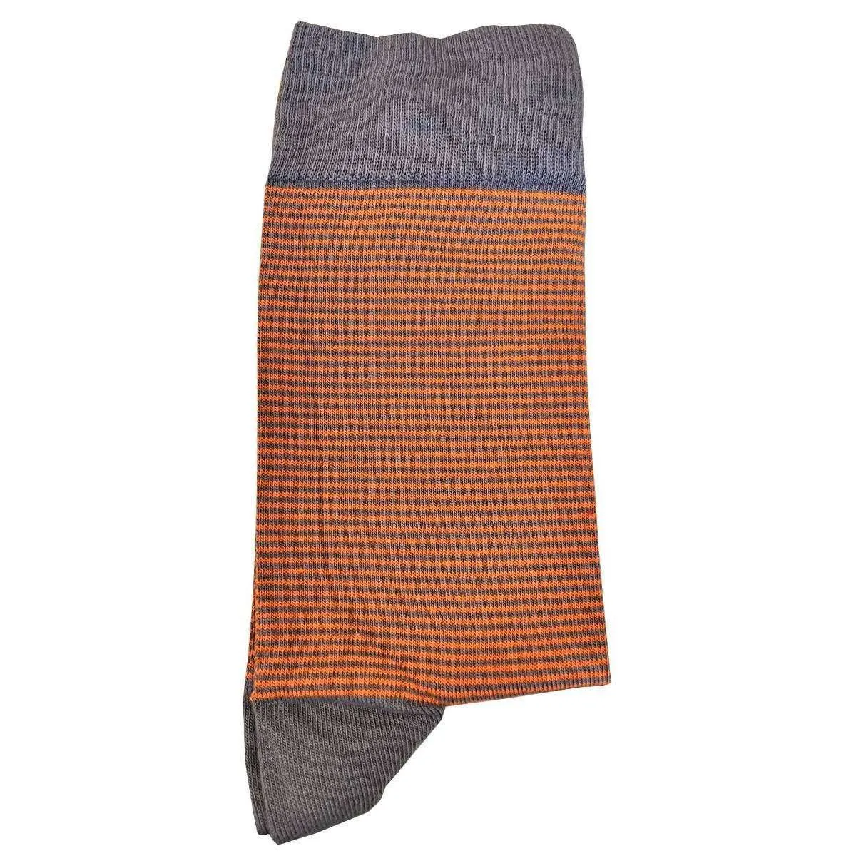 Bassin and Brown Thin Stripe Socks - Grey/Orange