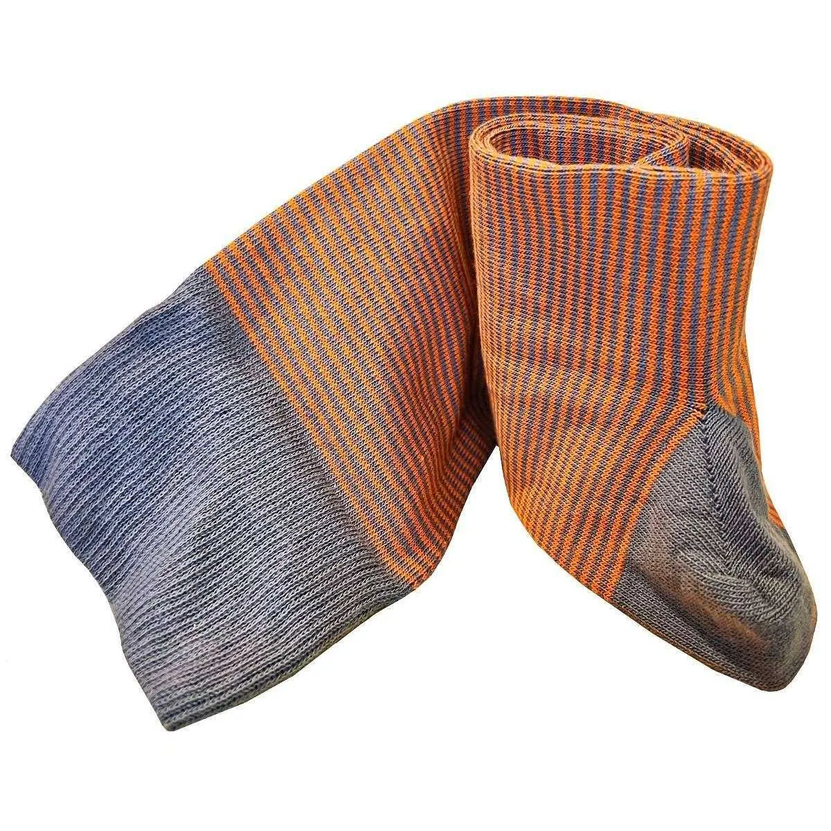 Bassin and Brown Thin Stripe Socks - Grey/Orange