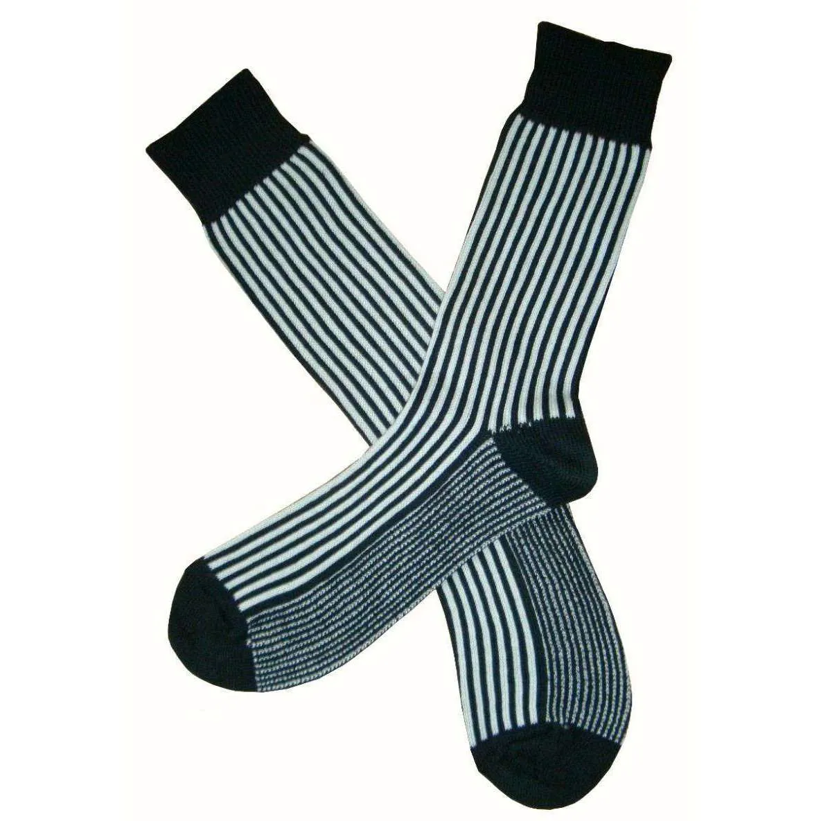 Bassin and Brown Vertical Stripe Midcalf Socks - Black/Grey