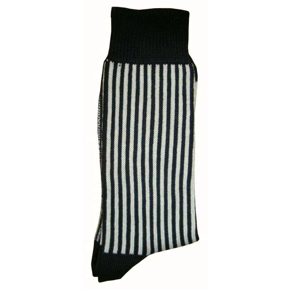 Bassin and Brown Vertical Stripe Midcalf Socks - Black/Grey