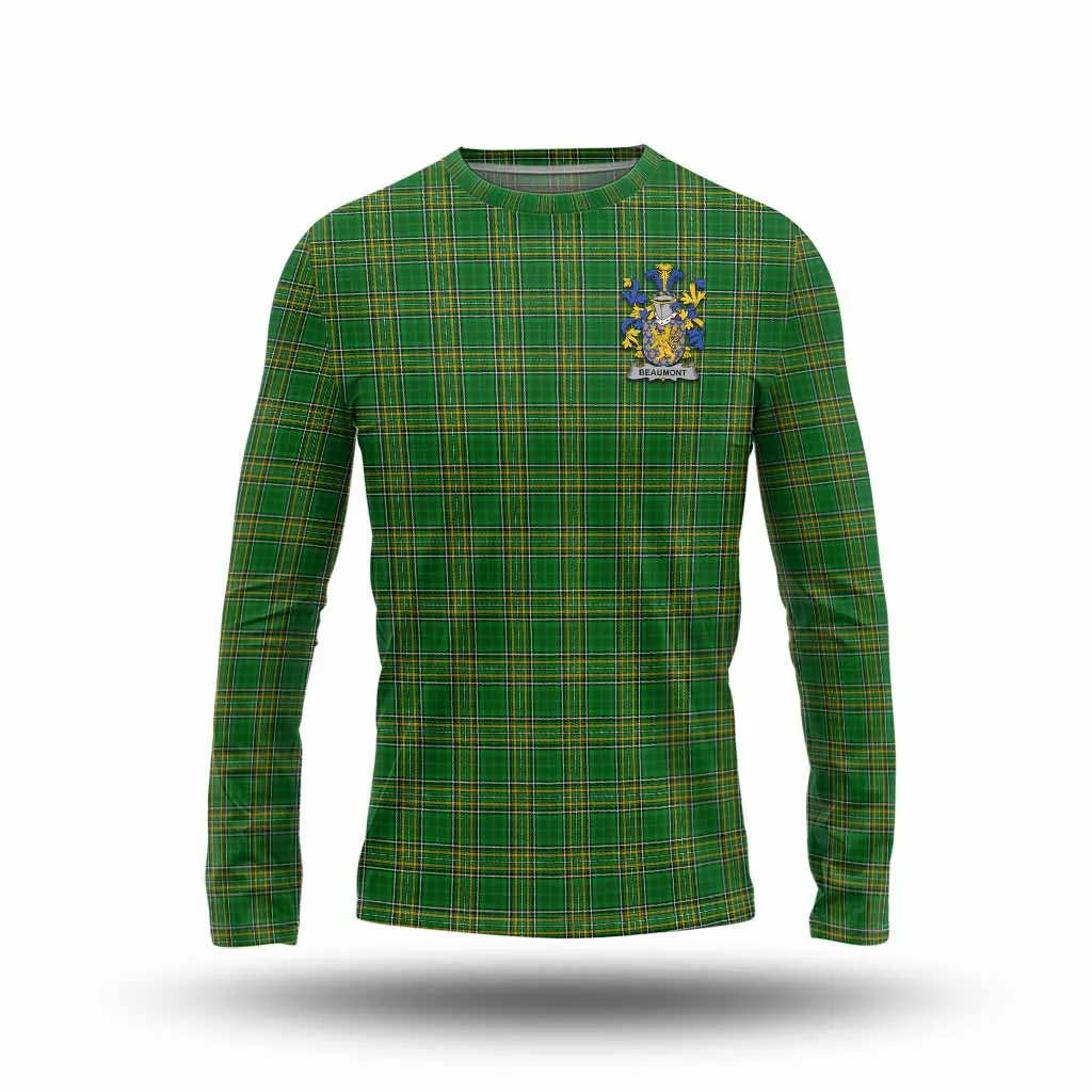 Beaumont Irish Clan Tartan Long Sleeve T-Shirt with Coat of Arms