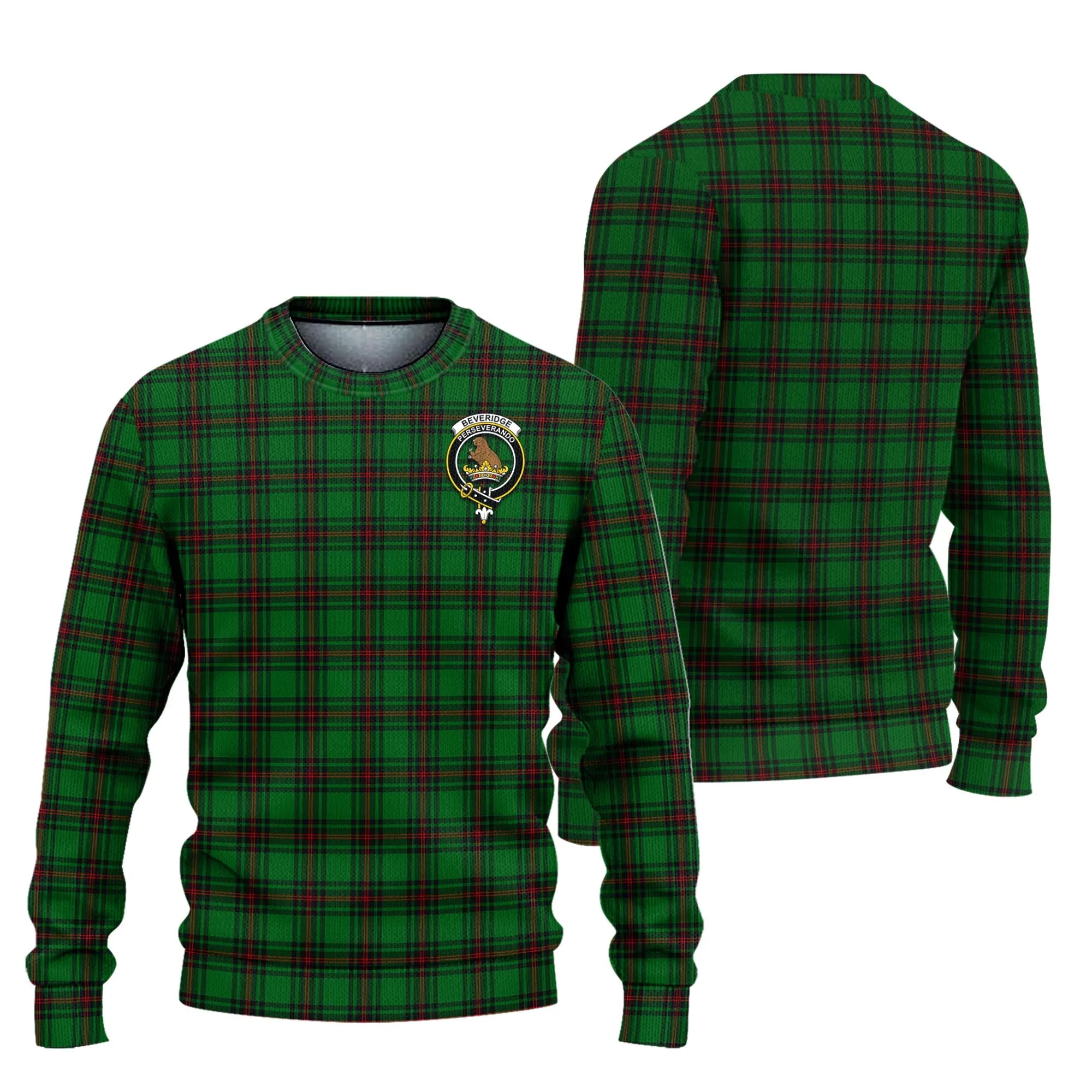 Beveridge Tartan Ugly Sweater with Family Crest