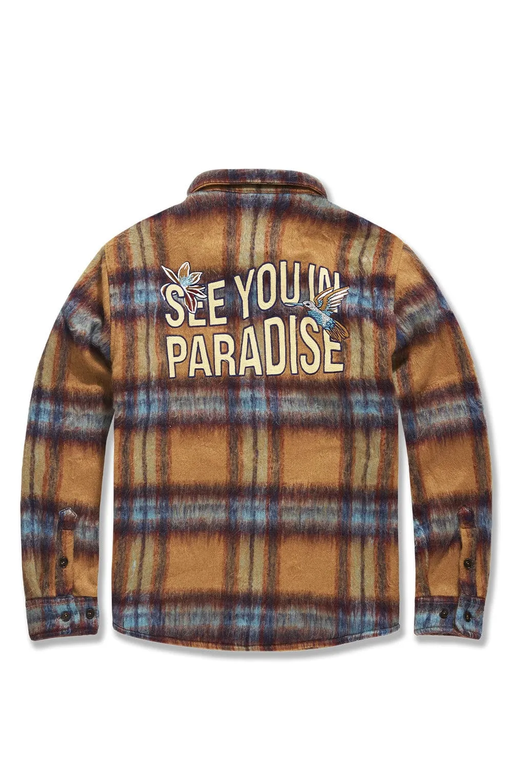 Big Men's See You In Paradise Flannel Shacket (Wheat)