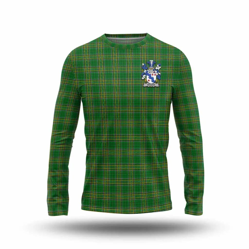 Biggar Irish Clan Tartan Long Sleeve T-Shirt with Coat of Arms