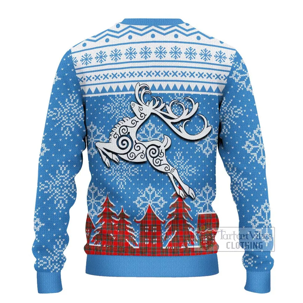 Binning Clan Christmas Ugly Sweater with Tartan and Celtic Reindeer Style