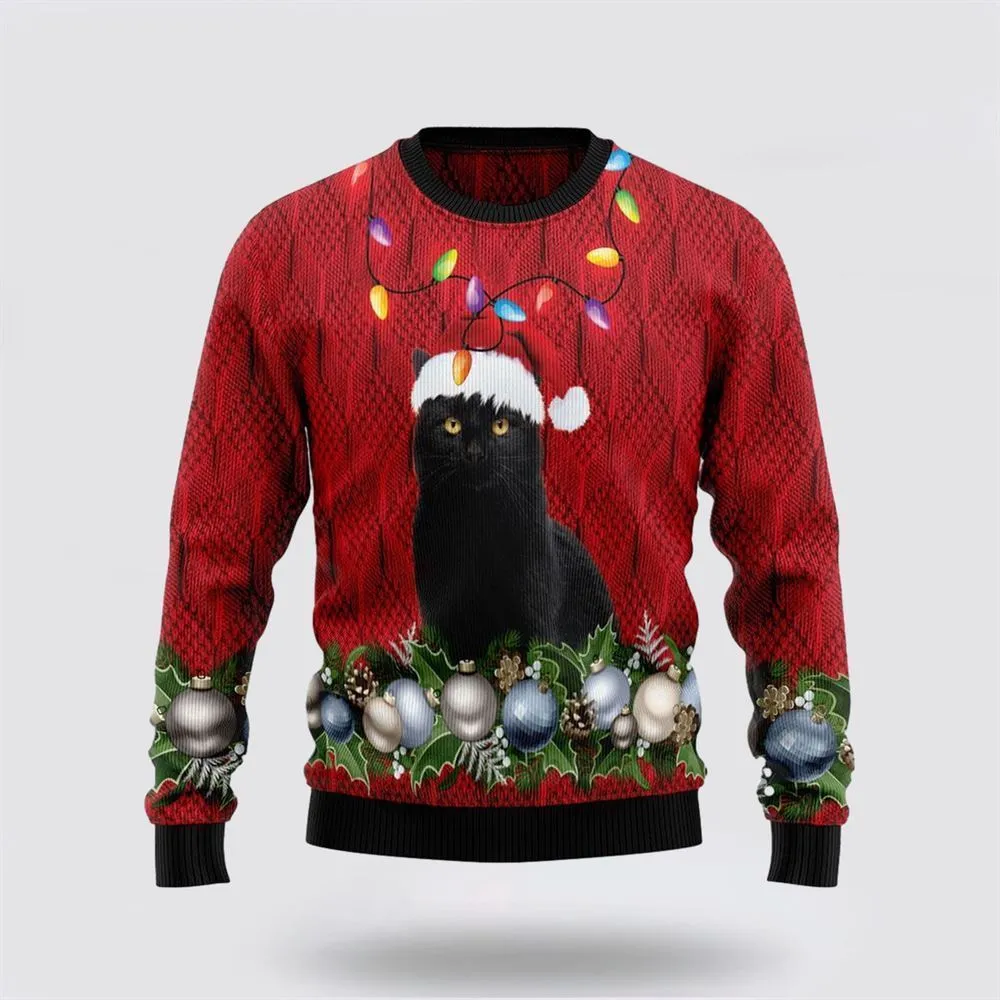 Black Cat Christmas Beauty Ugly Christmas Sweater For Men And Women, Best Gift For Christmas, Christmas Fashion Winter