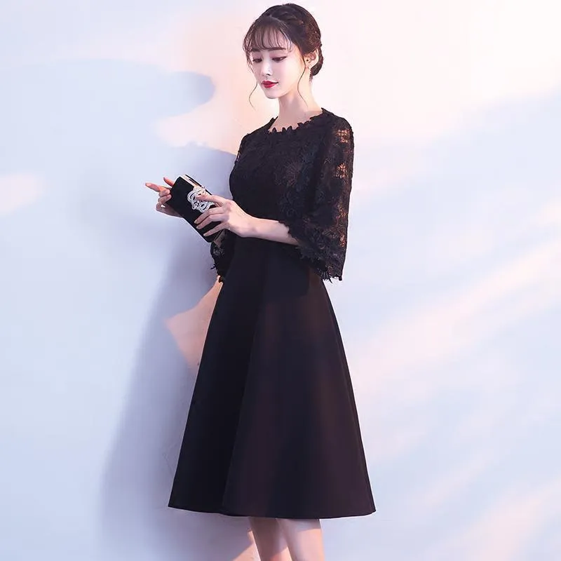 Black Evening Dress  New Birthday Banquet Party Small Dress Daily Style Banquet Dress Spring