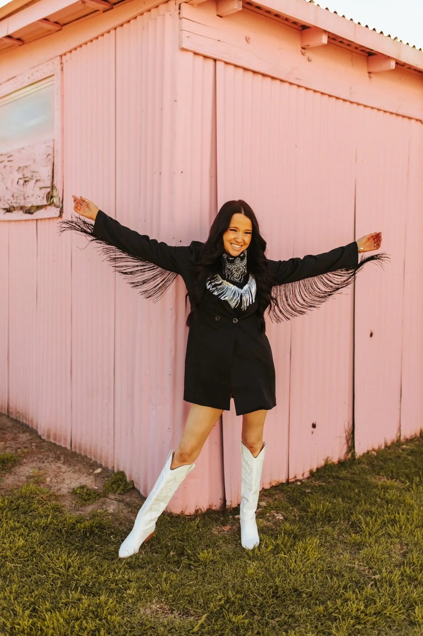 Black Fringe Rodeo Blazer Dress