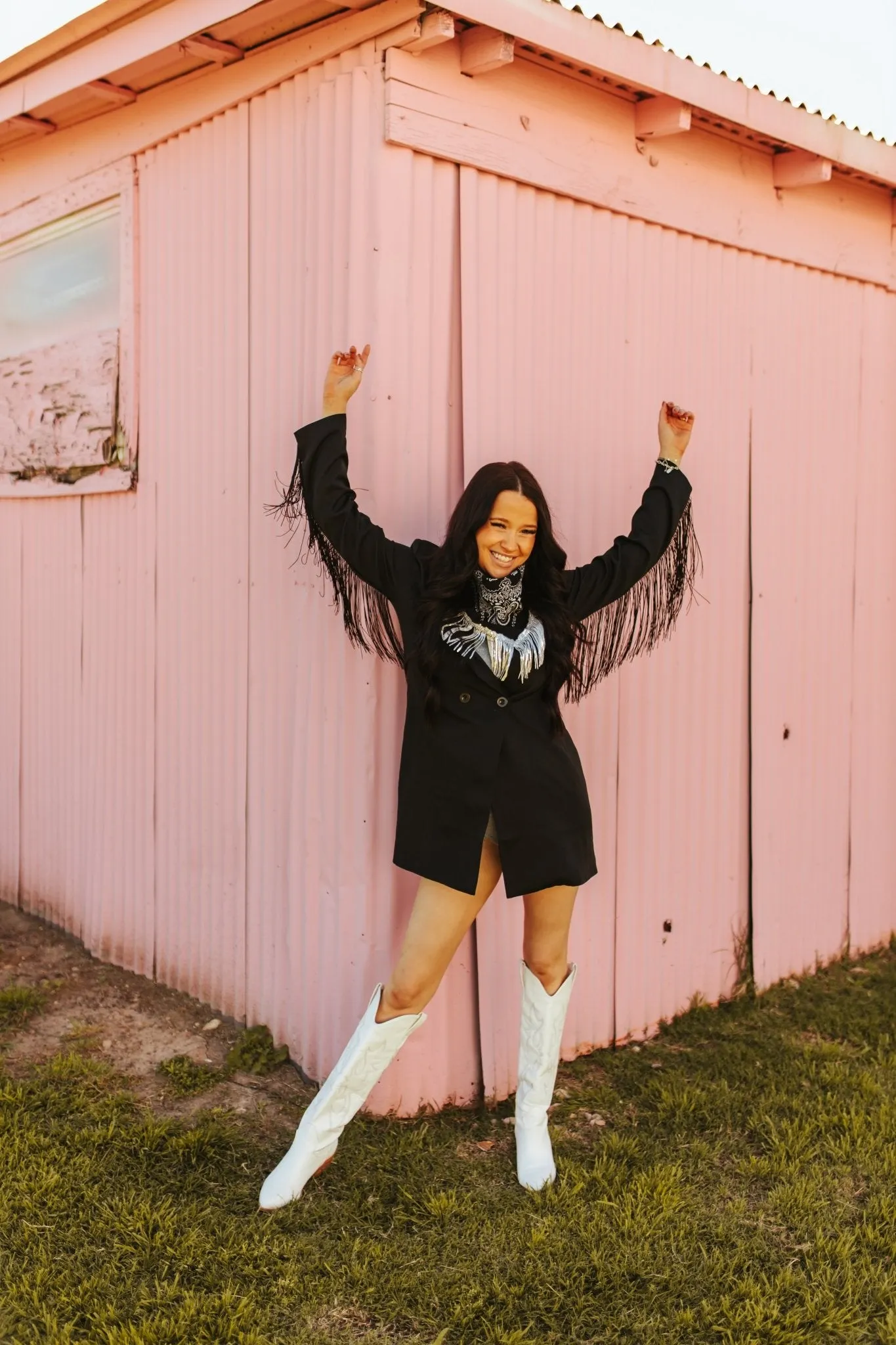 Black Fringe Rodeo Blazer Dress