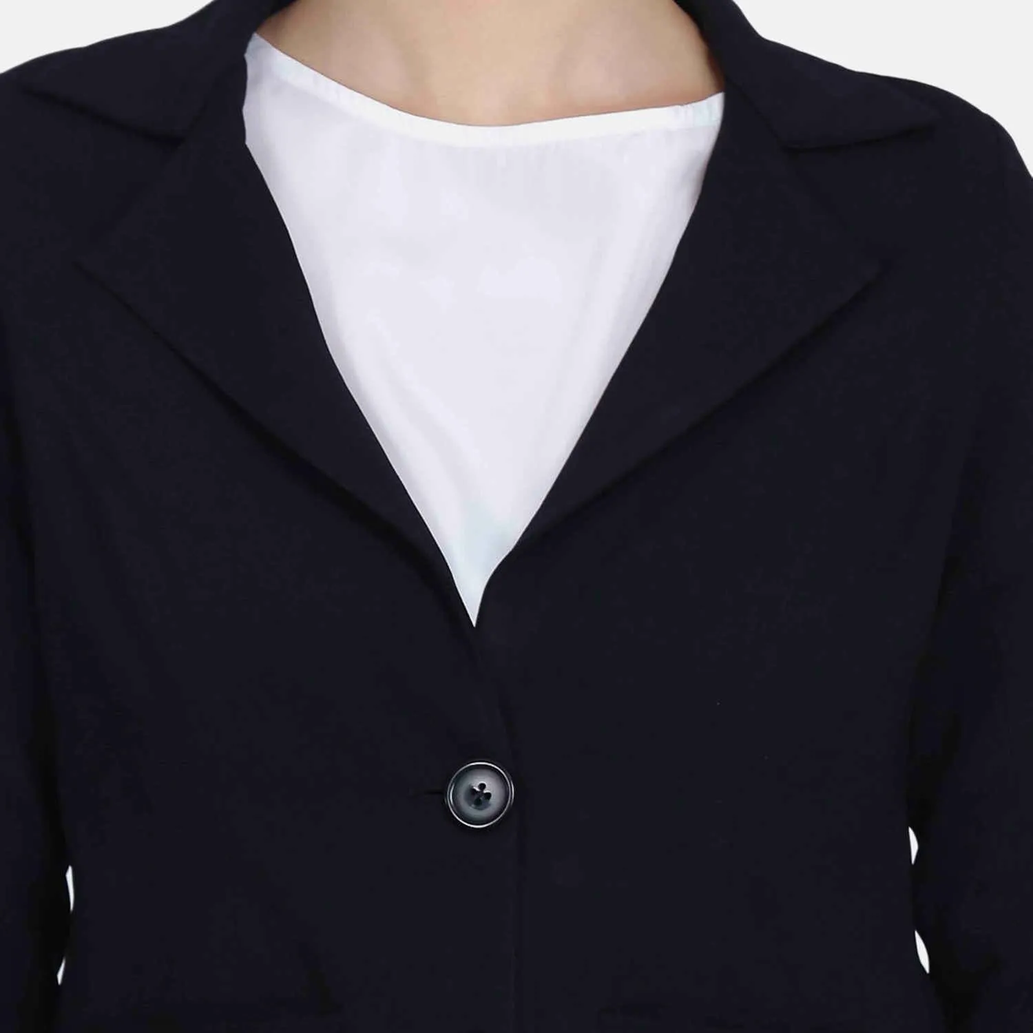 Black Poly Moss Women's Formal Blazer