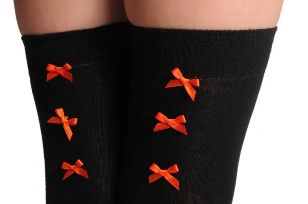 Black With Orange Satin Bows At The Back