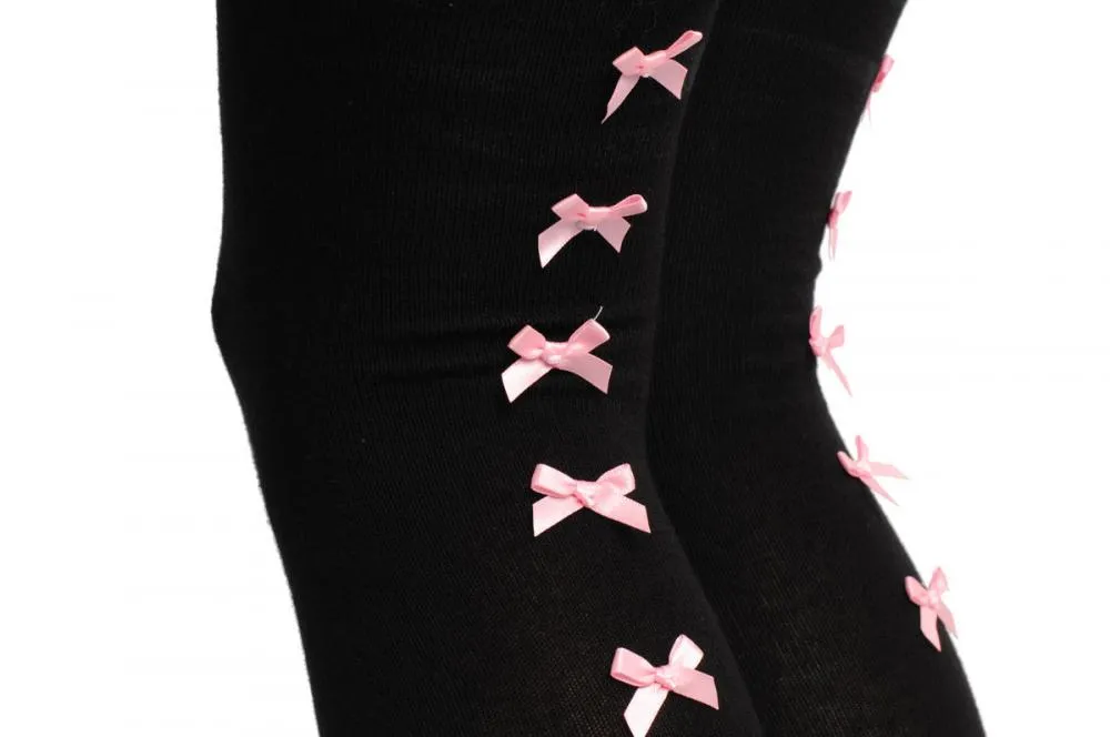 Black With Pink Satin Bows At The Back