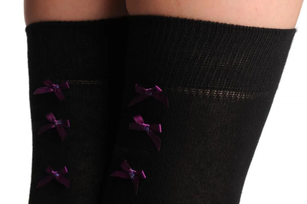 Black With Purple Satin Bows At The Back