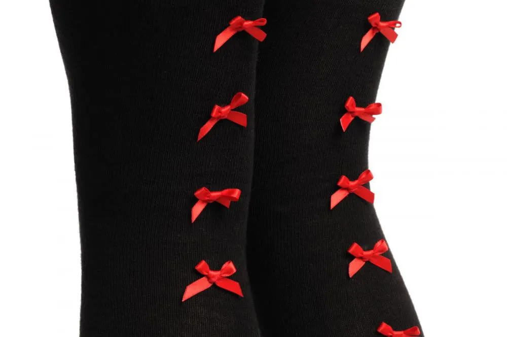 Black With Red Satin Bows At The Back