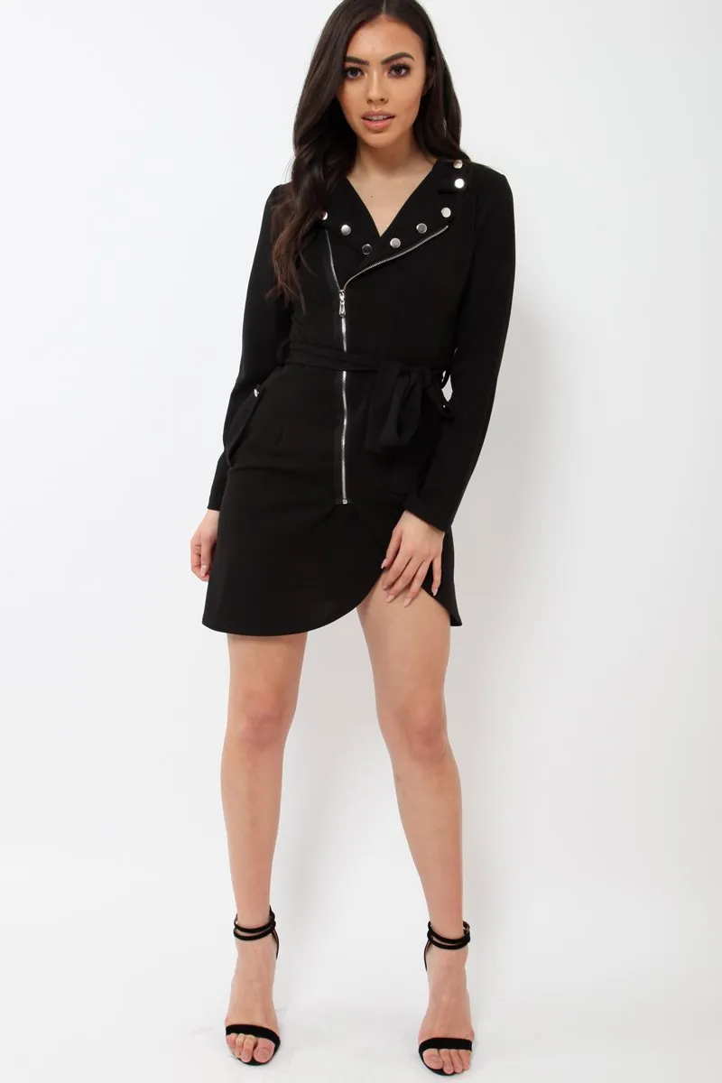 Black Zip Front Blazer - Isla